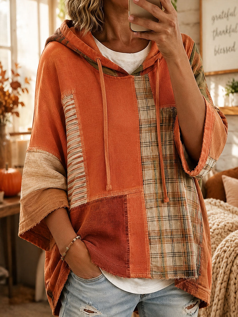Carmen | Bluza oversize z jesiennym patchworkiem
