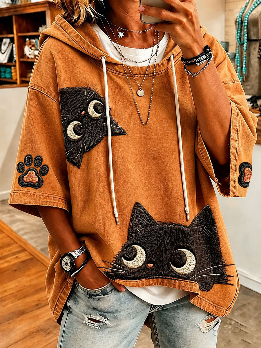Ioana | Bluza oversize z uroczym nadrukiem kotów
