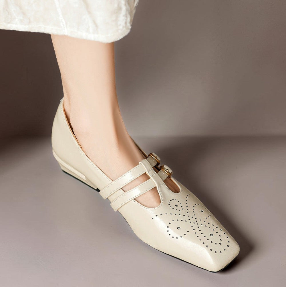 Rikke | Eleganckie skórzane buty Mary Jane z podwójnymi paskami