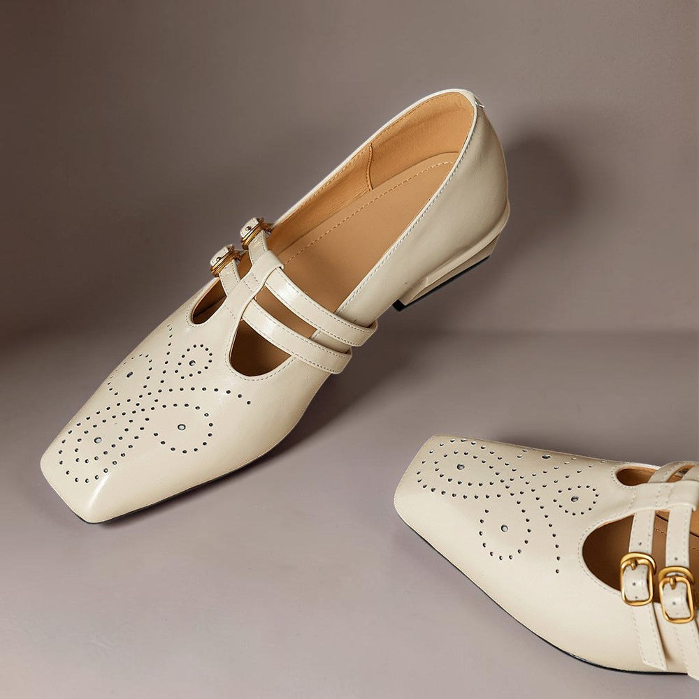 Rikke | Eleganckie skórzane buty Mary Jane z podwójnymi paskami