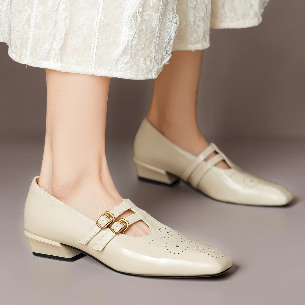 Rikke | Eleganckie skórzane buty Mary Jane z podwójnymi paskami