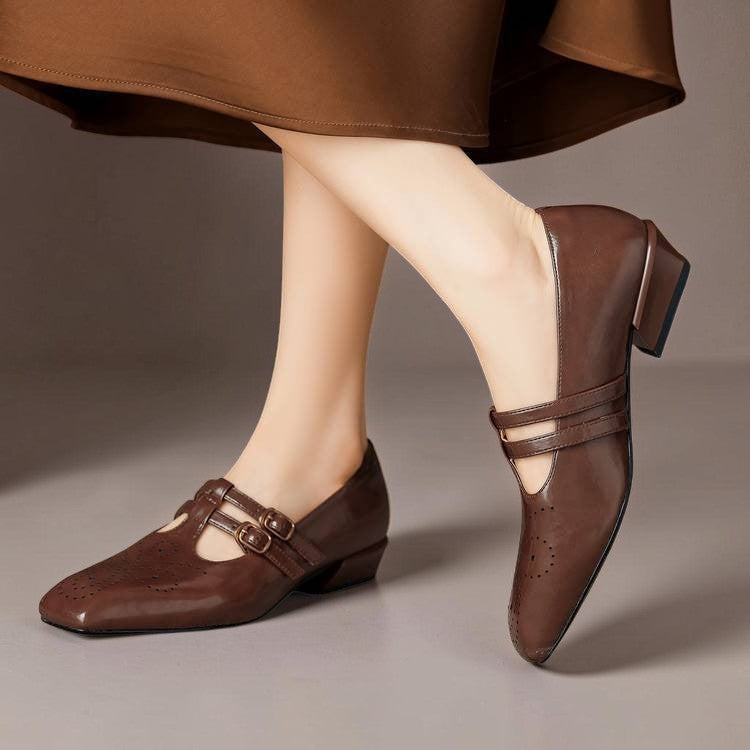 Rikke | Eleganckie skórzane buty Mary Jane z podwójnymi paskami