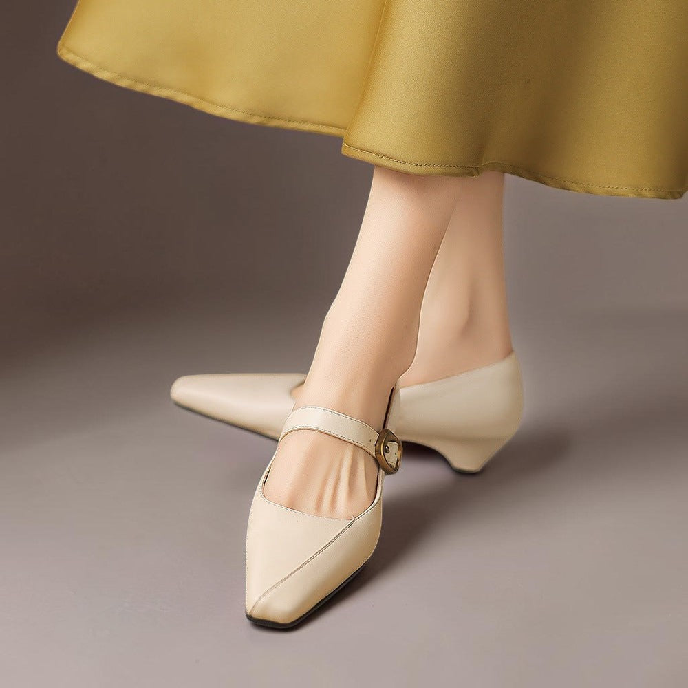 Grethe | Buty Mary Jane ze złotą klamrą