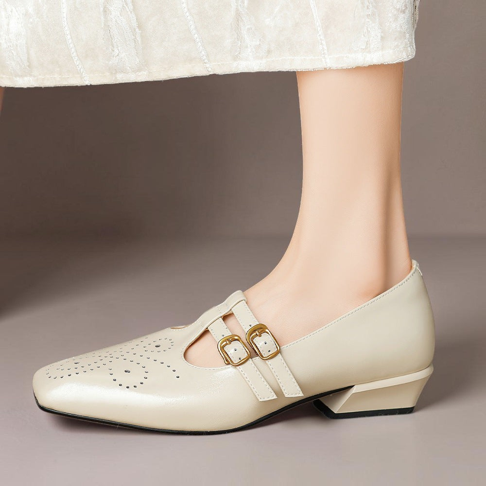 Rikke | Eleganckie skórzane buty Mary Jane z podwójnymi paskami