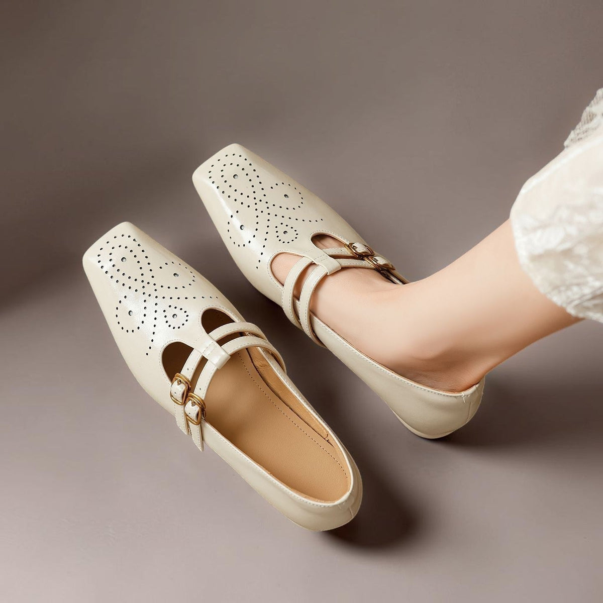 Rikke | Eleganckie skórzane buty Mary Jane z podwójnymi paskami