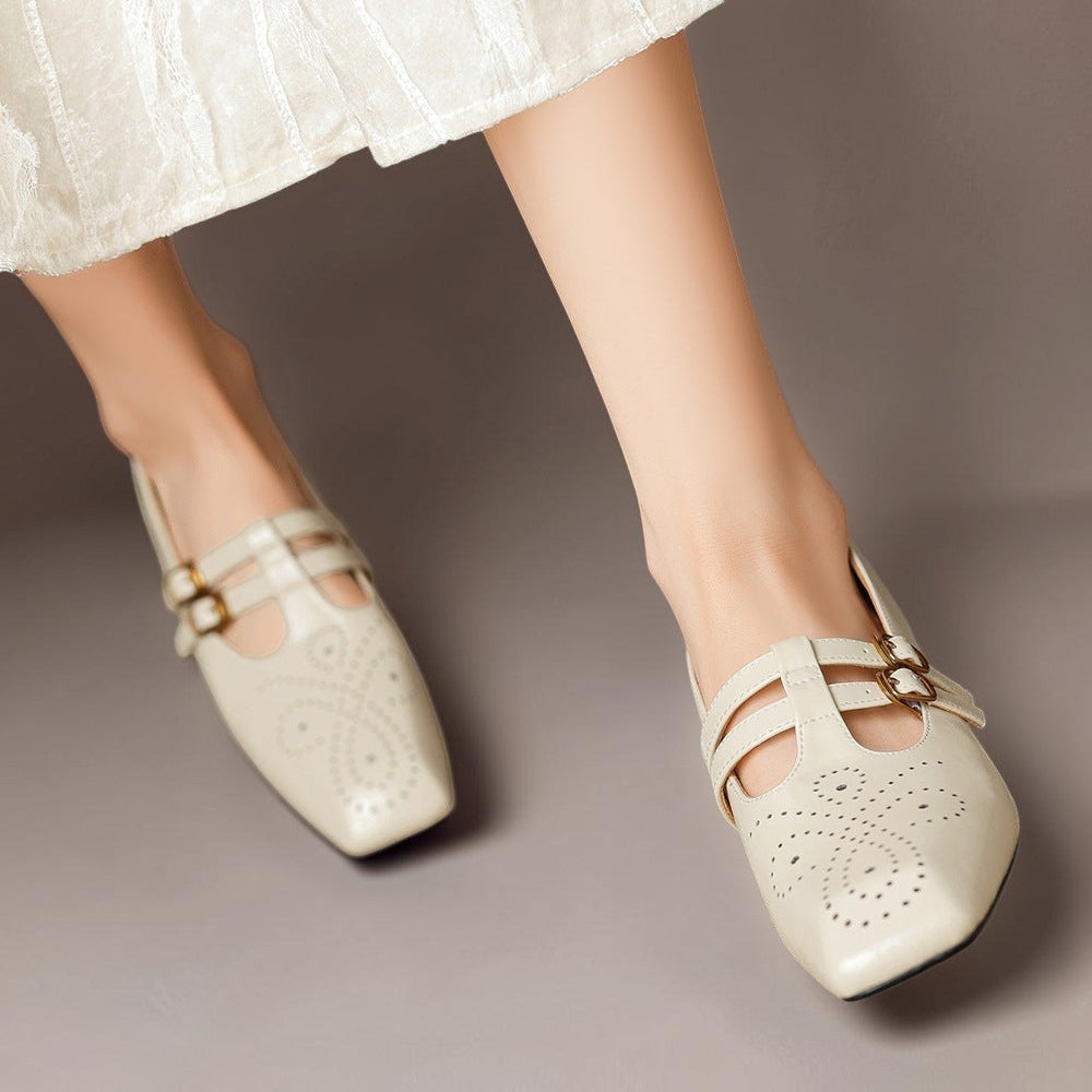 Rikke | Eleganckie skórzane buty Mary Jane z podwójnymi paskami