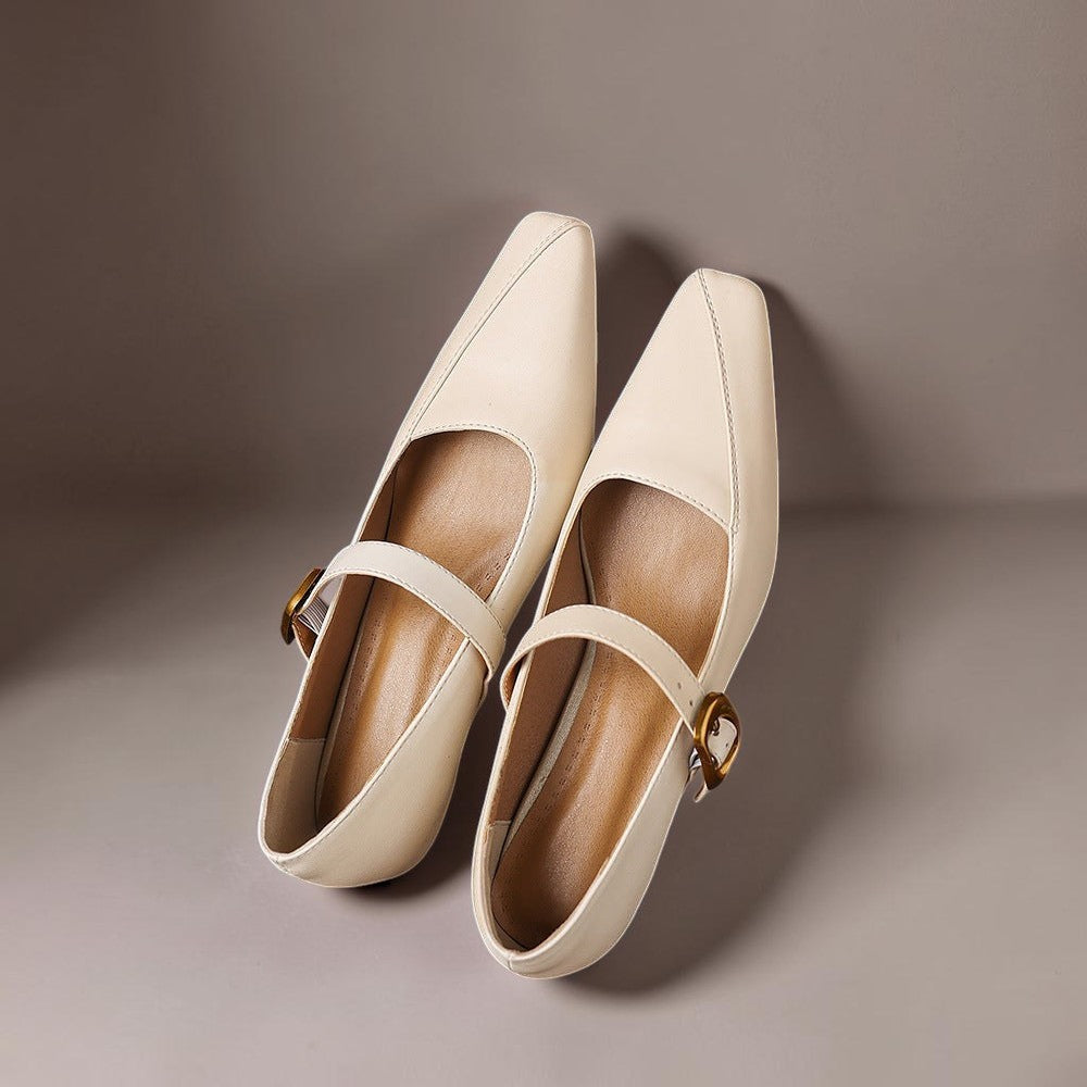 Grethe | Buty Mary Jane ze złotą klamrą