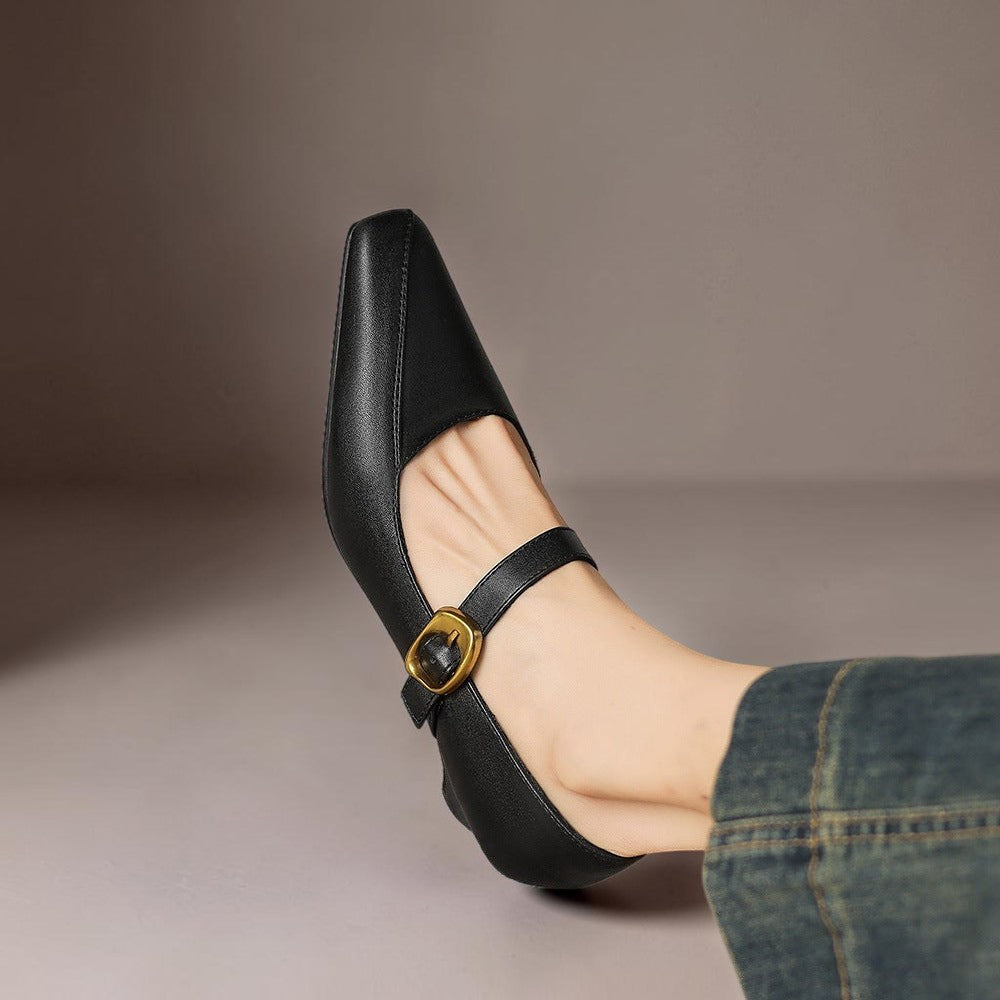 Grethe | Buty Mary Jane ze złotą klamrą