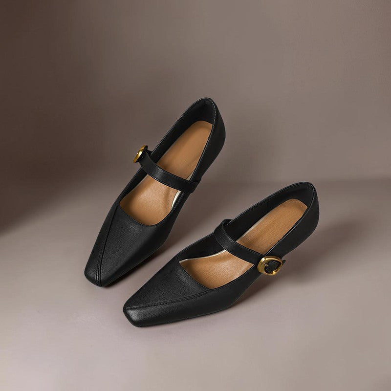 Grethe | Buty Mary Jane ze złotą klamrą