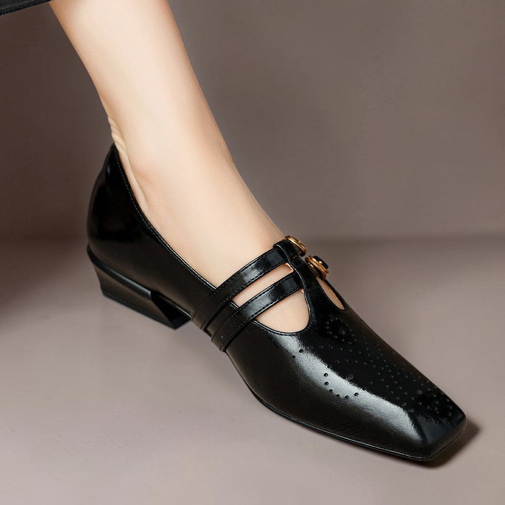 Rikke | Eleganckie skórzane buty Mary Jane z podwójnymi paskami