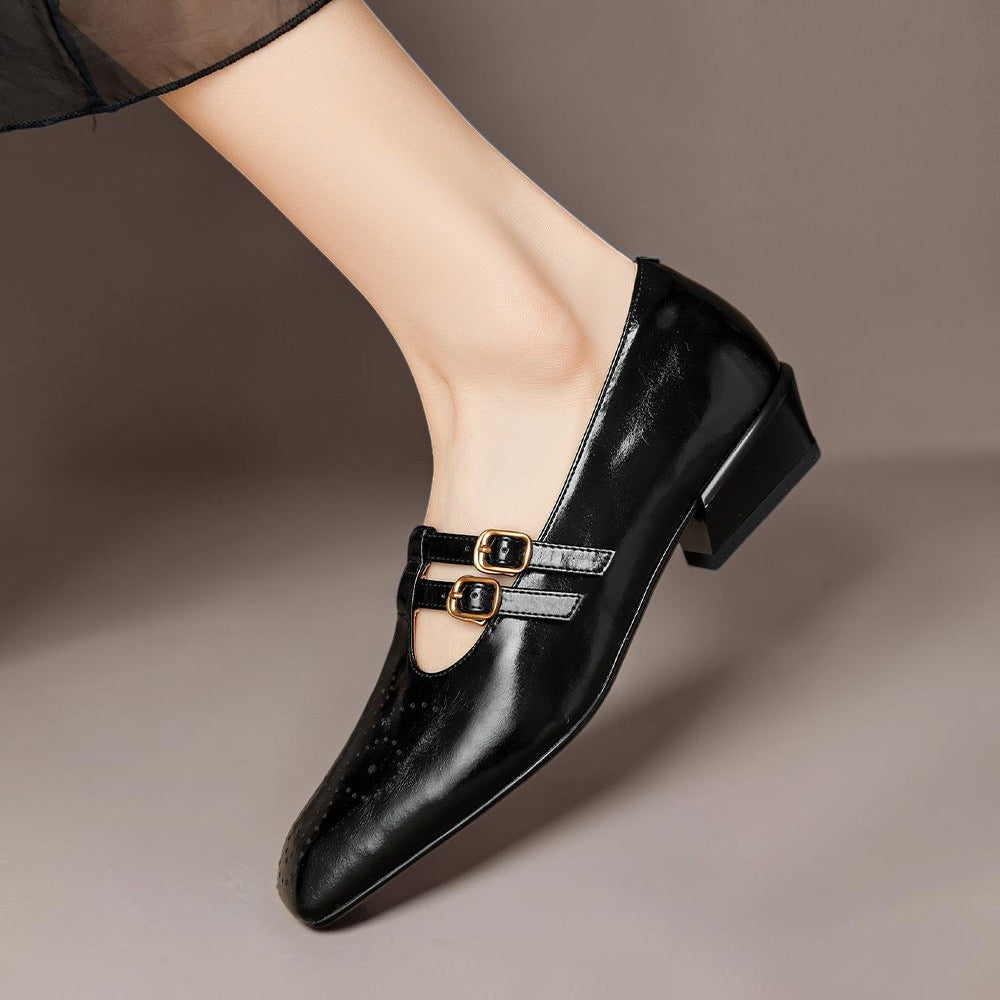 Rikke | Eleganckie skórzane buty Mary Jane z podwójnymi paskami