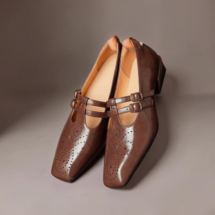 Rikke | Eleganckie skórzane buty Mary Jane z podwójnymi paskami